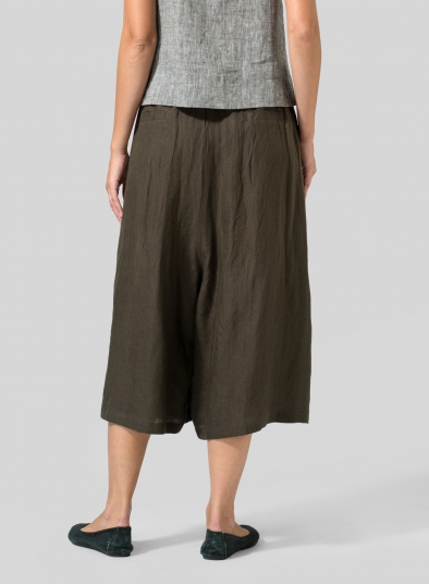 Linen Wide Leg Crop Capri