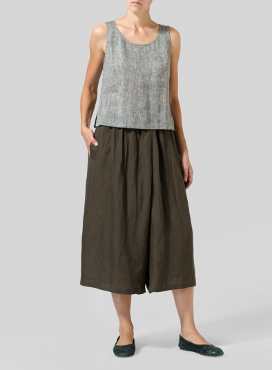 Linen Wide Leg Crop Capri
