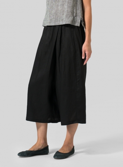 Linen Wide Leg Crop Capri