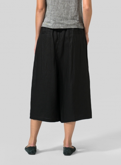 Linen Wide Leg Crop Capri