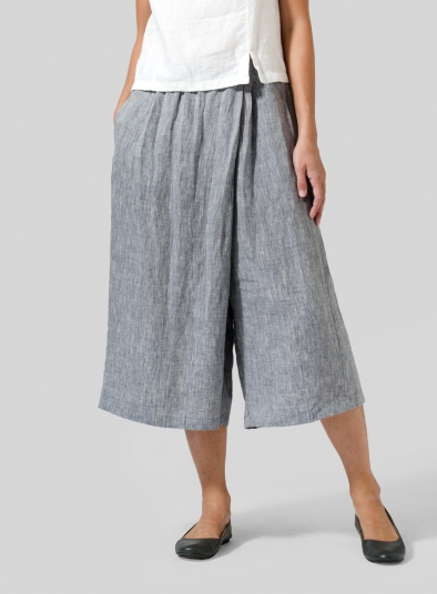 Linen Wide Leg Crop Capri