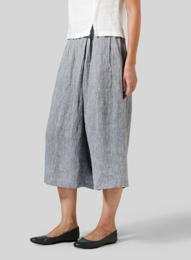 Linen Wide Leg Crop Capri
