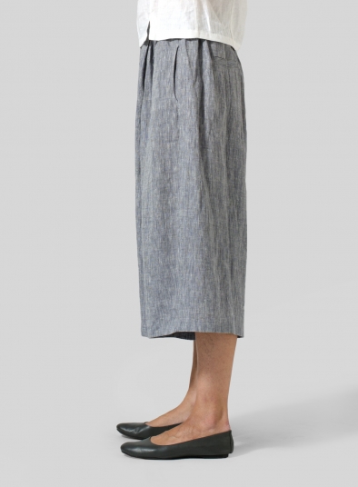 Linen Wide Leg Crop Capri