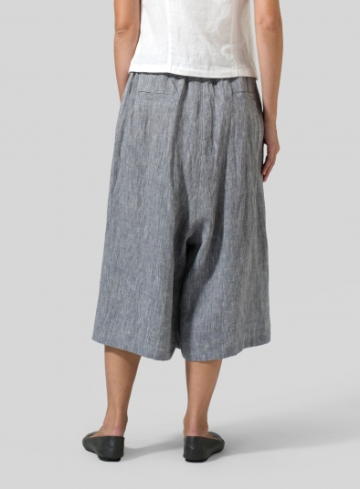 Linen Wide Leg Crop Capri