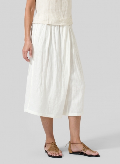 Linen Wide Leg Crop Capri