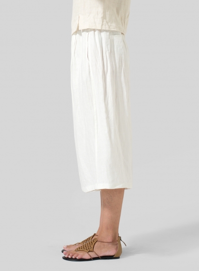 Linen Wide Leg Crop Capri