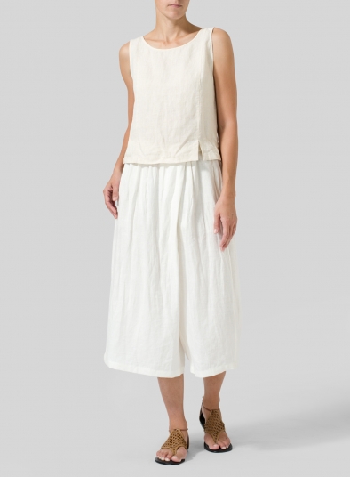 Linen Wide Leg Crop Capri