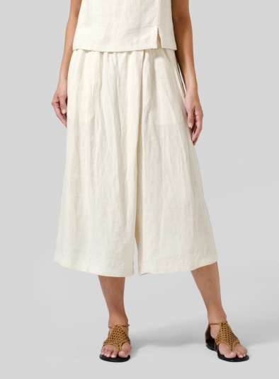 Linen Wide Leg Crop Capri