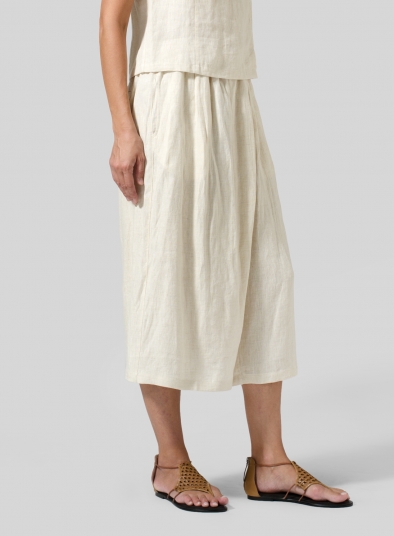 Linen Wide Leg Crop Capri