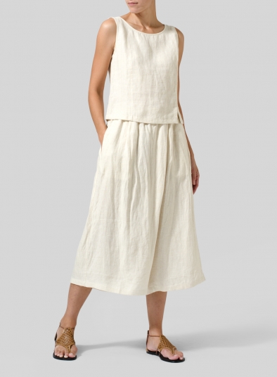 Linen Wide Leg Crop Capri