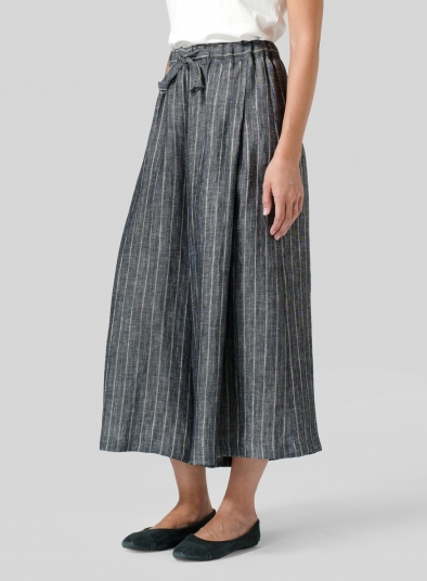 Linen Cropped Wide Leg Lounge Pants