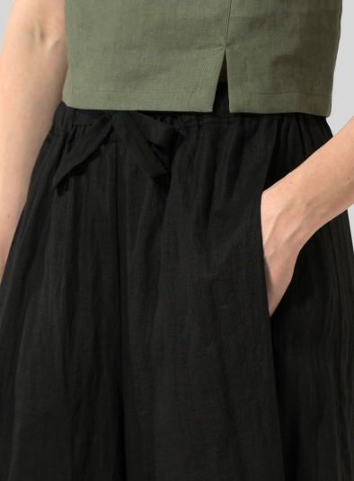 Linen Cropped Wide Leg Lounge Pants