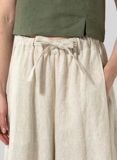 Linen Cropped Wide Leg Lounge Pants