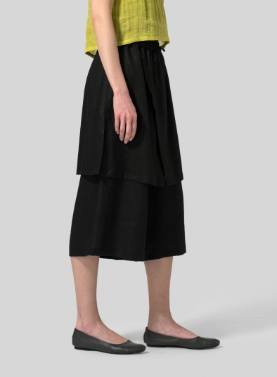 Linen Two-Layer Drawstring Culottes