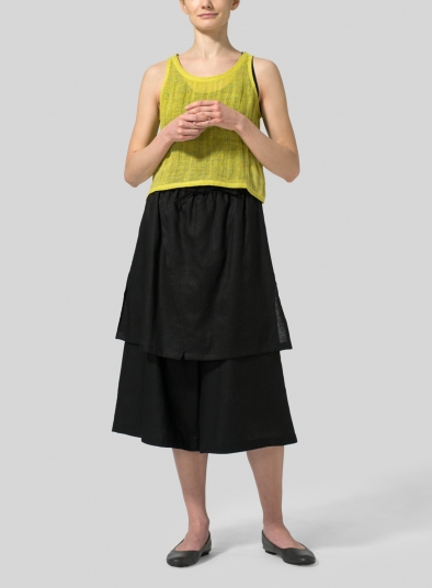 Linen Two-Layer Drawstring Culottes