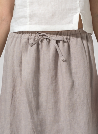 Linen Two-Layer Drawstring Long Culottes