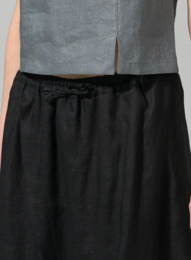 Linen Two-Layer Drawstring Long Culottes