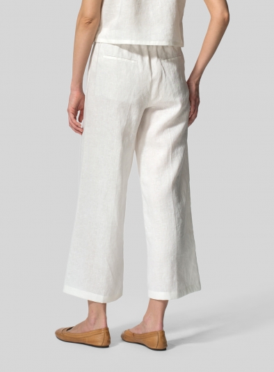 Linen Drawstring Cropped Pants