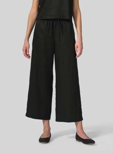 Linen Drawstring Cropped Pants