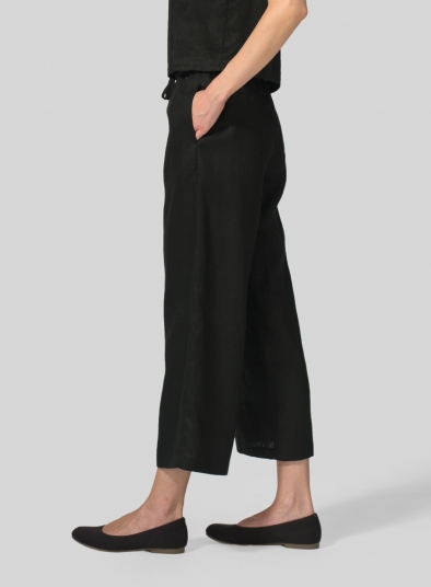 Linen Drawstring Cropped Pants