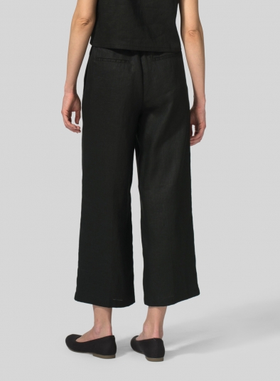 Linen Drawstring Cropped Pants