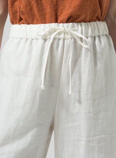 Linen Drawstring Cropped Pants