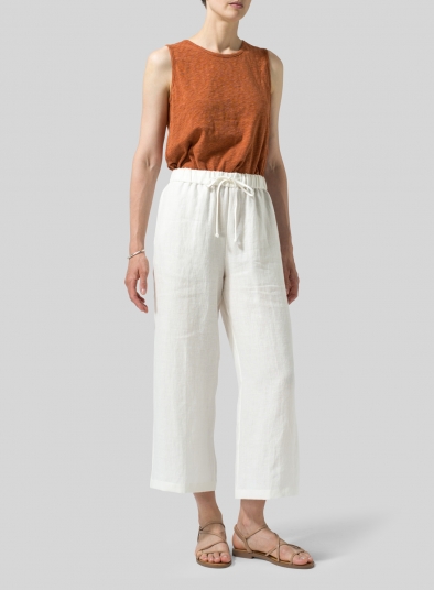 Linen Drawstring Cropped Pants