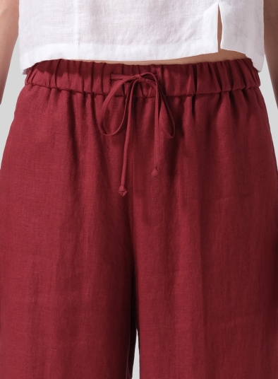 Linen Drawstring Cropped Pants