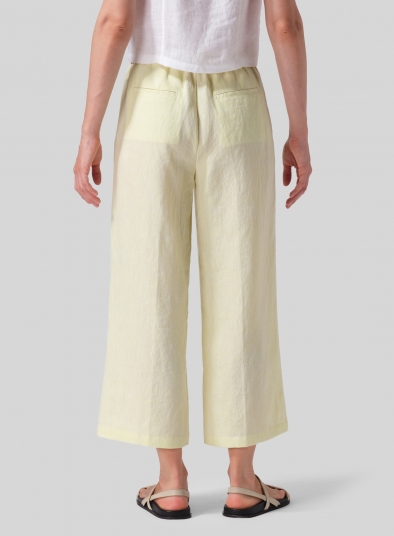 Linen Drawstring Cropped Pants