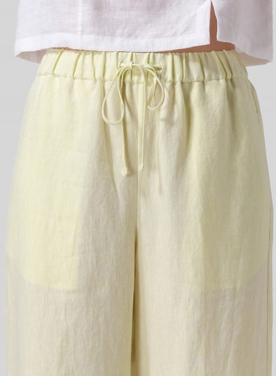 Linen Drawstring Cropped Pants