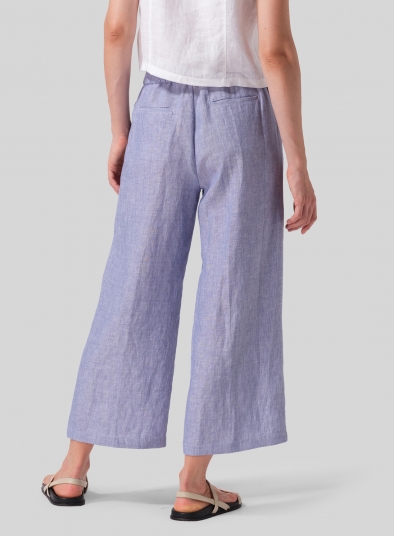 Linen Drawstring Cropped Pants