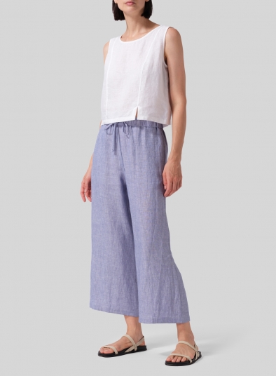 Linen Drawstring Cropped Pants