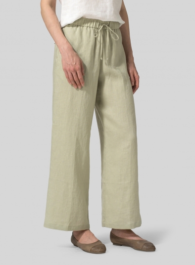 Linen Drawstring Long Pants