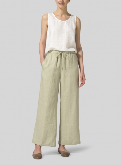 Linen Drawstring Long Pants