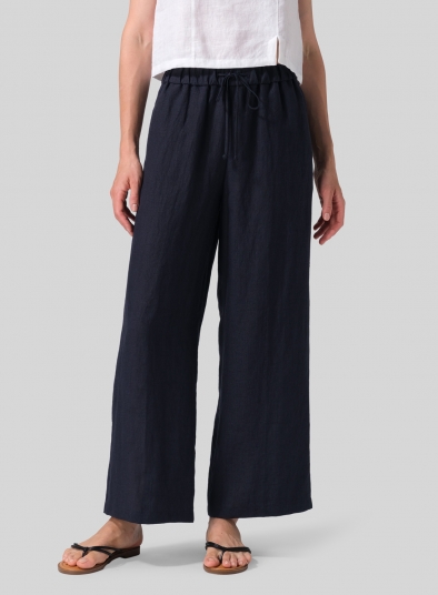 Linen Drawstring Long Pants