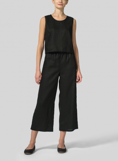 Linen Straight Cropped Pants