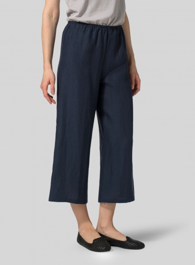 Linen Straight Cropped Pants