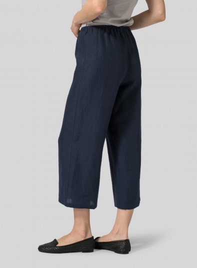 Linen Straight Cropped Pants