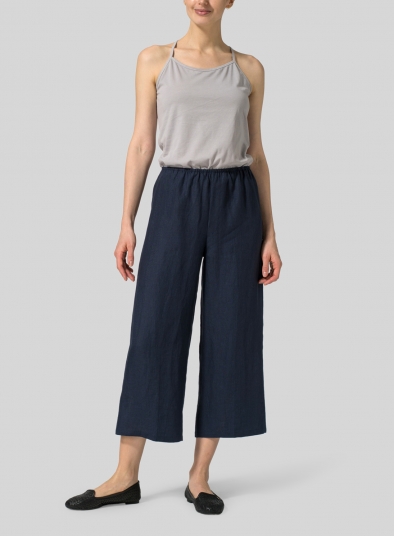 Linen Straight Cropped Pants