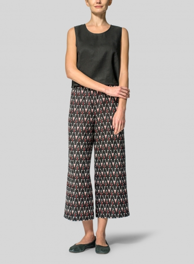 Linen Straight Cropped Pants