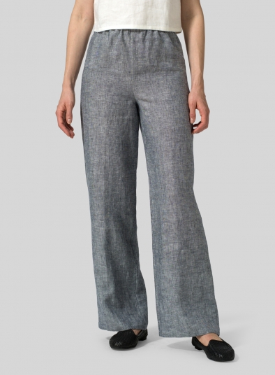 Linen Straight Cropped Extra Long Pants