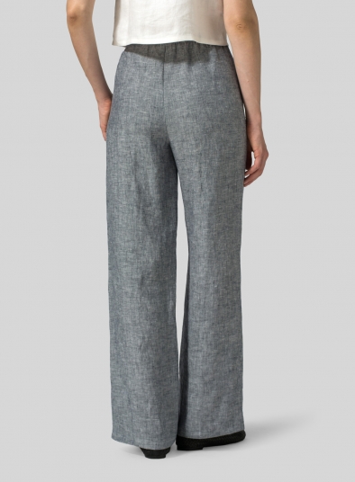 Linen Straight Cropped Extra Long Pants