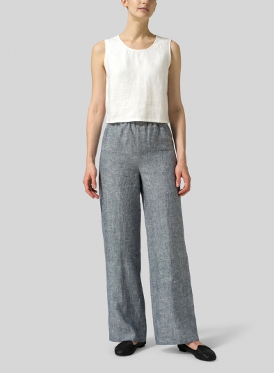 Linen Straight Cropped Extra Long Pants