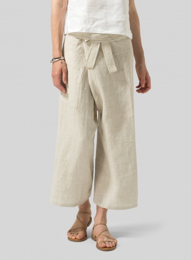 Linen Thai Style Tie Loose Pants