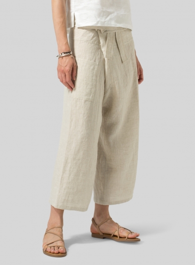 Linen Thai Style Tie Loose Pants