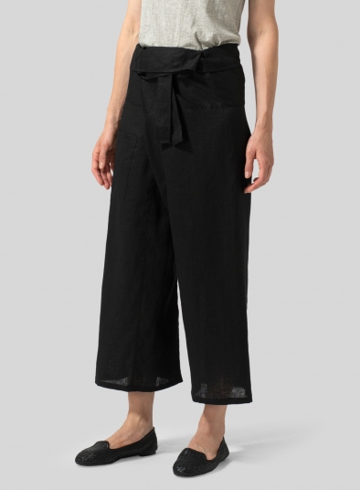 Linen Thai Style Tie Loose Pants