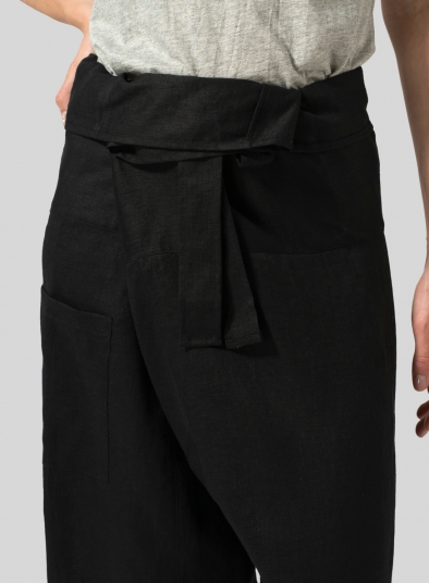 Linen Thai Style Tie Loose Pants