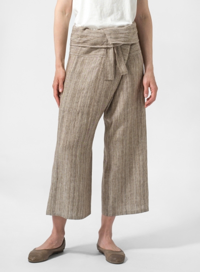 Linen Thai Style Tie Loose Pants