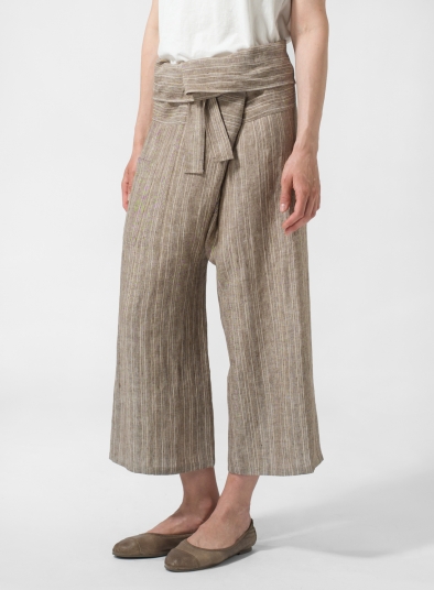 Linen Thai Style Tie Loose Pants