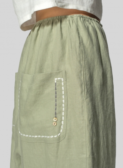Linen Cropped Baggy Pants